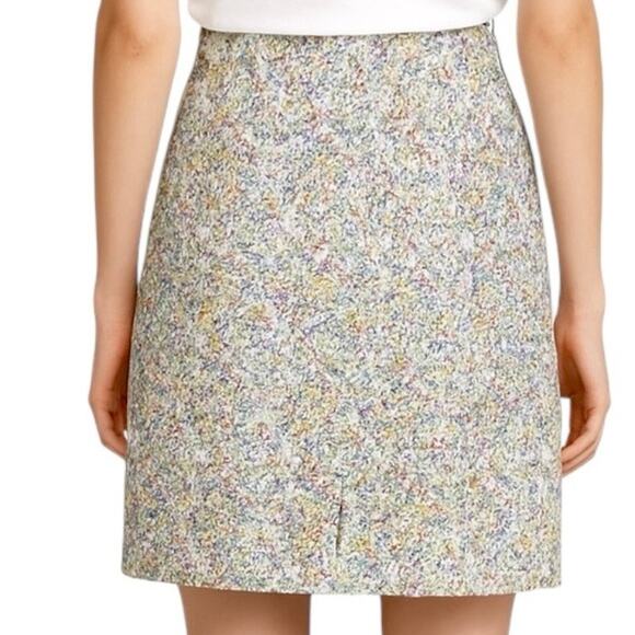 J. Jill Skirt Cream Blue Multi Floral Live-in-Chino Casual Pockets Size 14 Plus - Picture 6 of 12